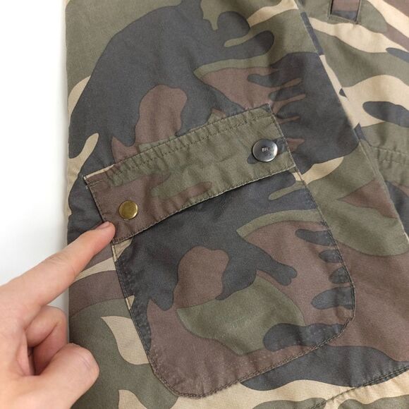 ZARA MAN Cargo Pocket Mesh Windbreaker Hoodie Jacket in Green Camo Mens XL - Picture 7 of 9